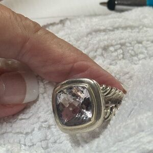 David Yurman 14mm Albion sterling Silver lavender amethyst Purple Ring 5.5